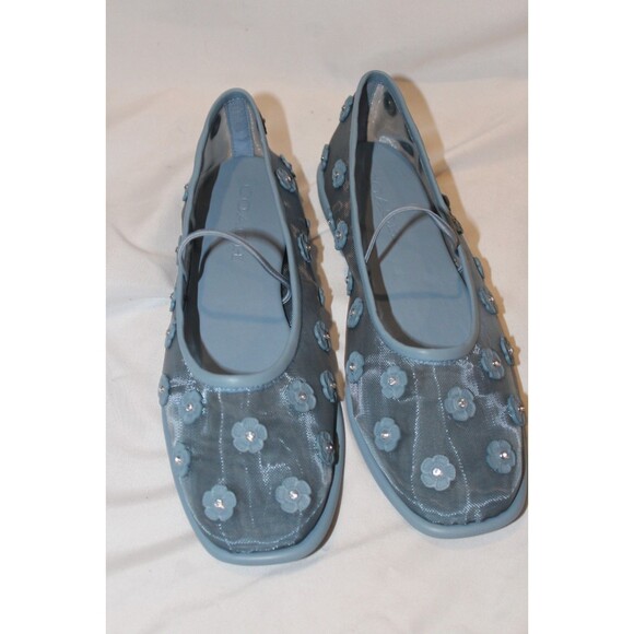 COACH WOMEN'S EMILIA MARY JANE MESH TEA ROSE BALLET FLATS BLUE NIB - Picture 4 of 7